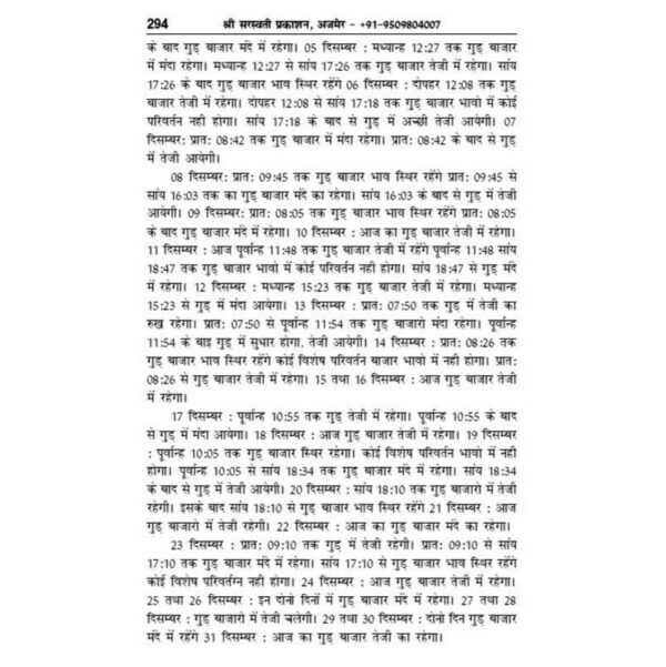 Saraswati Teji Mandi Report 2024-25 (सरस्वती तेजी मंदी रिपोर्ट)